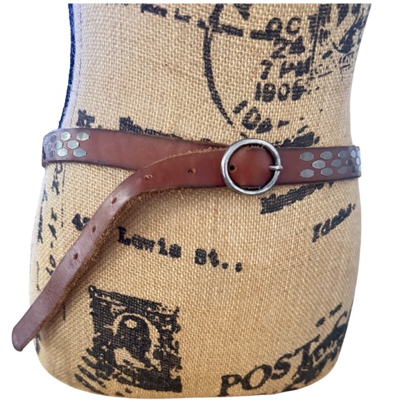 J Crew Accessories - J Crew Vintage Y2K Brown Leather Belt Silver Tone Hexagon studs EUC  M womens